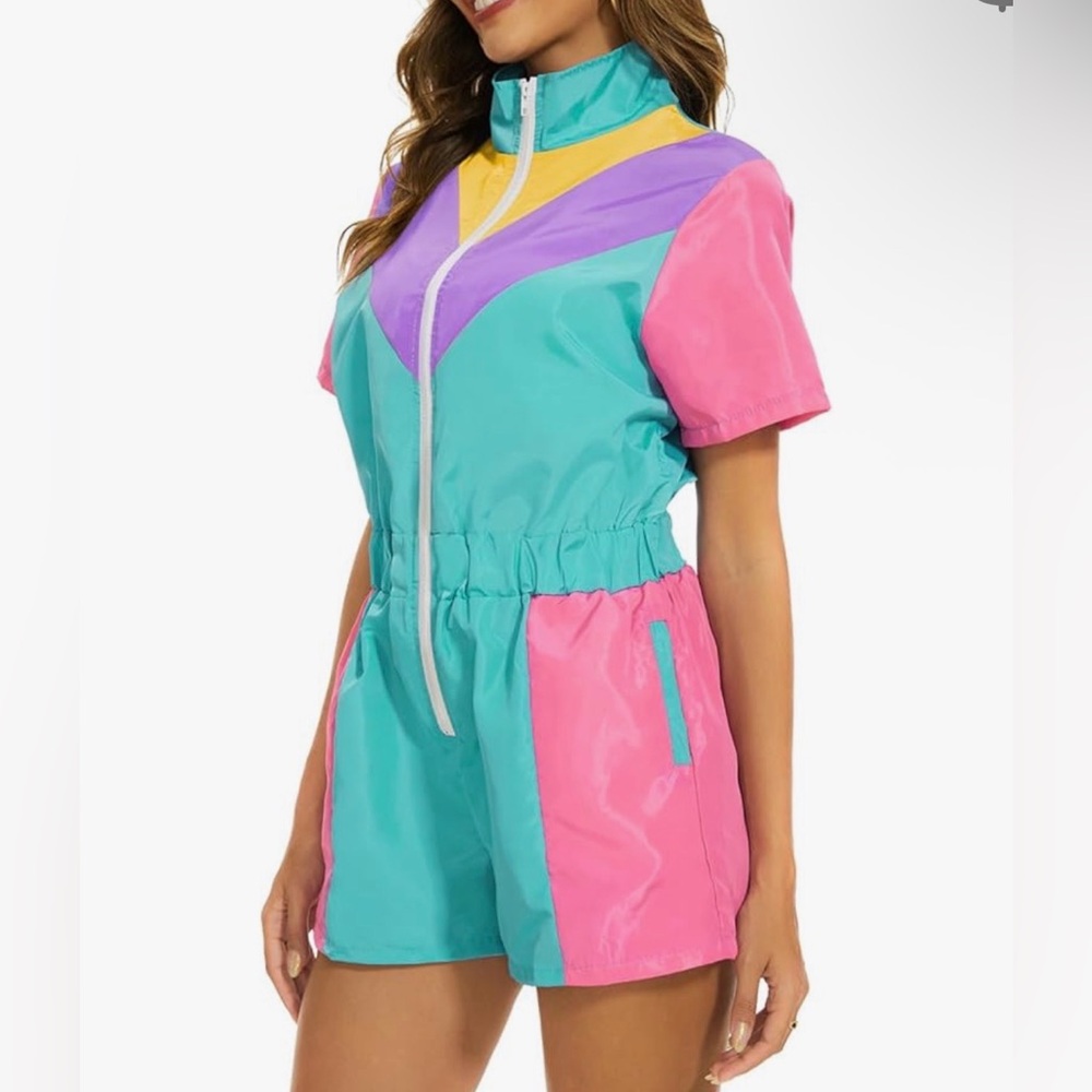 Colorful Retro Windbreaker Romper XL